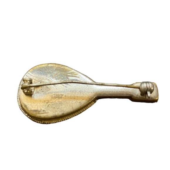 Vintage Italian Micro Mosaic Banjo Shaped Pin Brooch - Picture 2 of 2